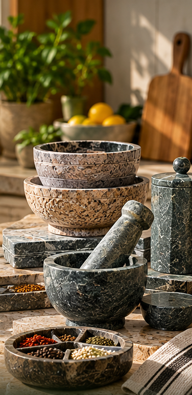 Handcrafted Stone Kitchen and Tableware